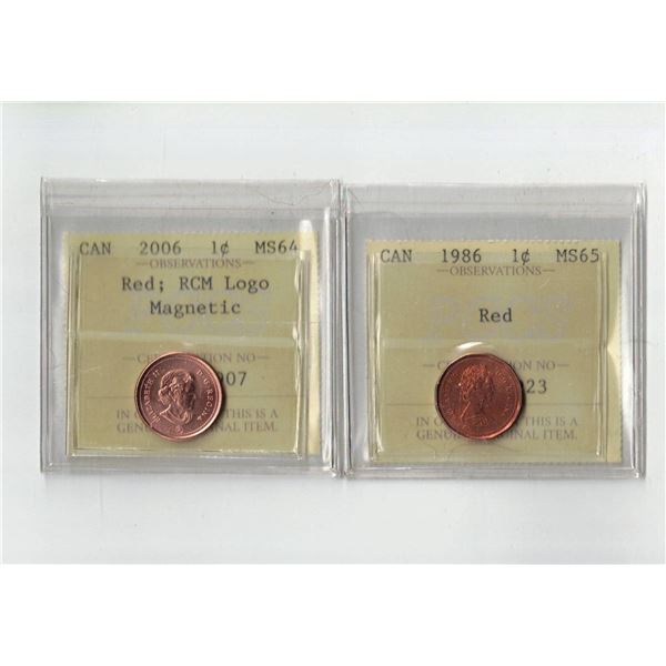 PCCS 1¢,  2 coin Lot Professional Coin Certification System