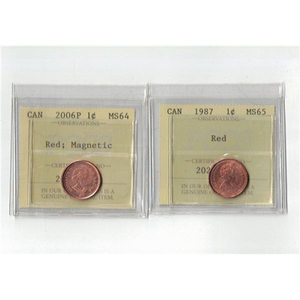 PCCS 1¢,  2 coin Lot Professional Coin Certification System