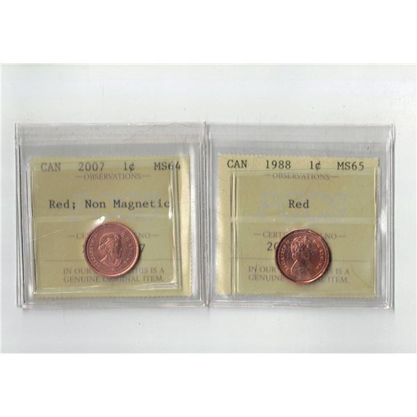 PCCS 1¢,  2 coin Lot Professional Coin Certification System