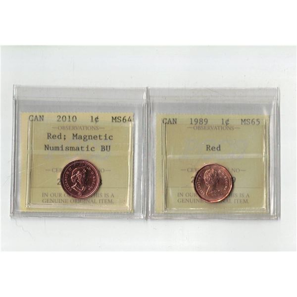 PCCS 1¢,  2 coin Lot Professional Coin Certification System