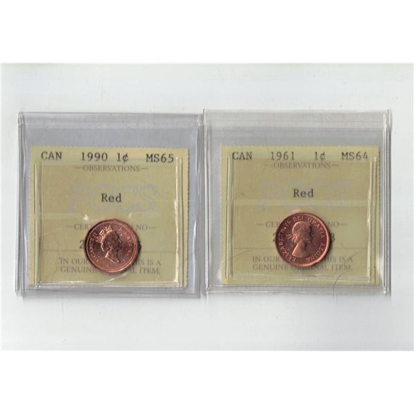 PCCS 1¢,  2 coin Lot Professional Coin Certification System
