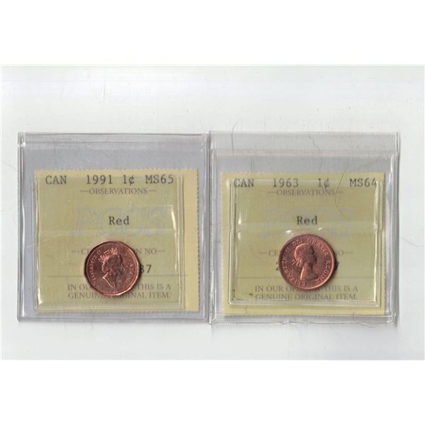 PCCS 1¢,  2 coin Lot Professional Coin Certification System
