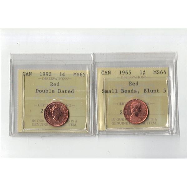 PCCS 1¢,  2 coin Lot Professional Coin Certification System