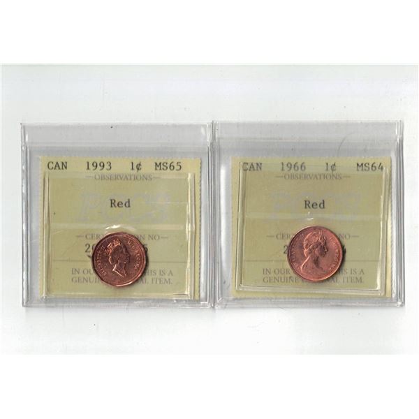 PCCS 1¢,  2 coin Lot Professional Coin Certification System