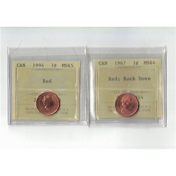 PCCS 1¢,  2 coin Lot Professional Coin Certification System