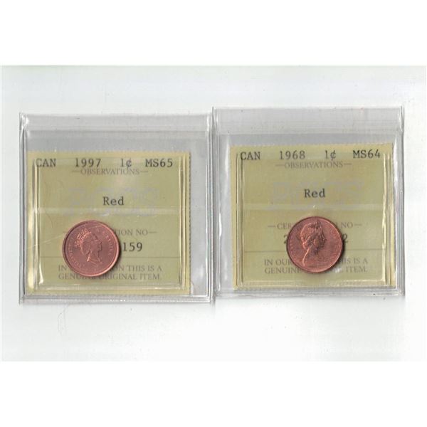 PCCS 1¢,  2 coin Lot Professional Coin Certification System