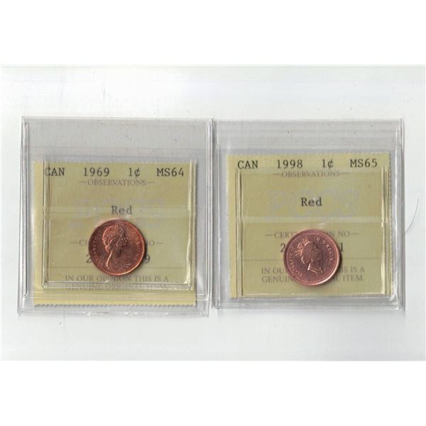 PCCS 1¢,  2 coin Lot Professional Coin Certification System