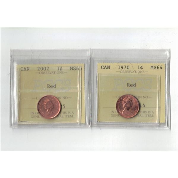 PCCS 1¢,  2 coin Lot Professional Coin Certification System