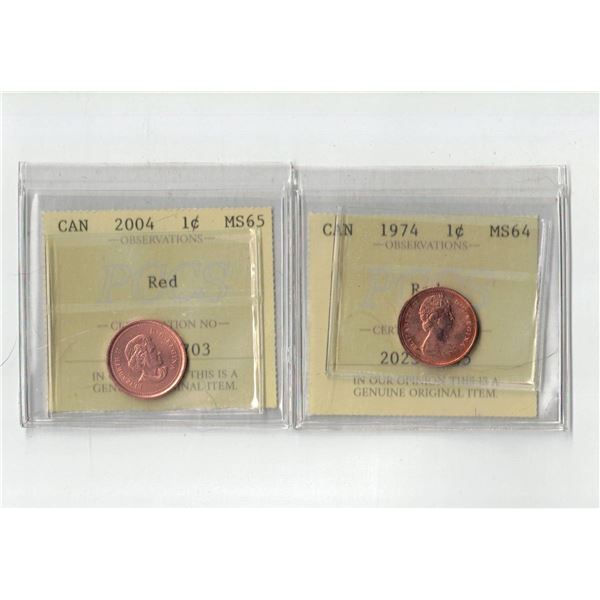 PCCS 1¢,  2 coin Lot Professional Coin Certification System