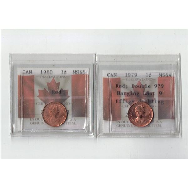 PCCS 1¢,  2 coin Lot Professional Coin Certification System