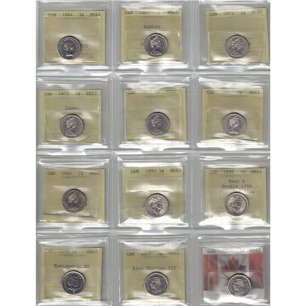 PCCS 5¢, 12 coin Lot, Professional Coin Certification System