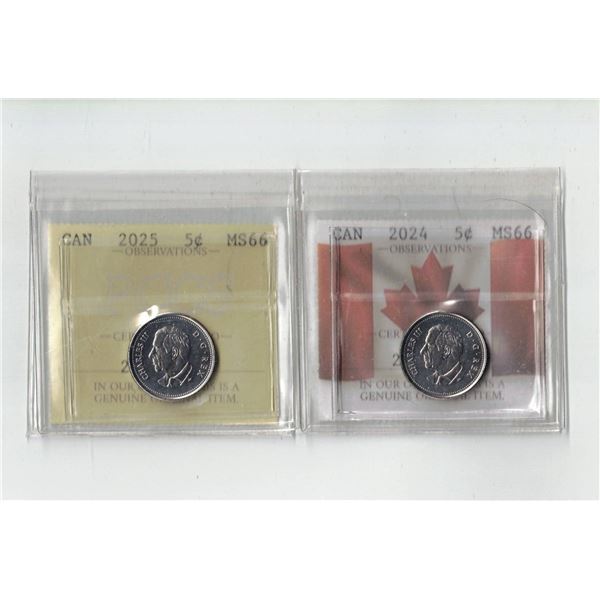 PCCS 5¢,  2 coin Lot, Professional Coin Certification System