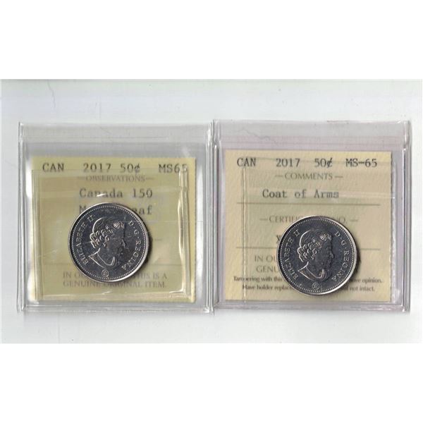 ICCS, PCCS 50¢,  2 coin Lot, Professional Coin Certification System