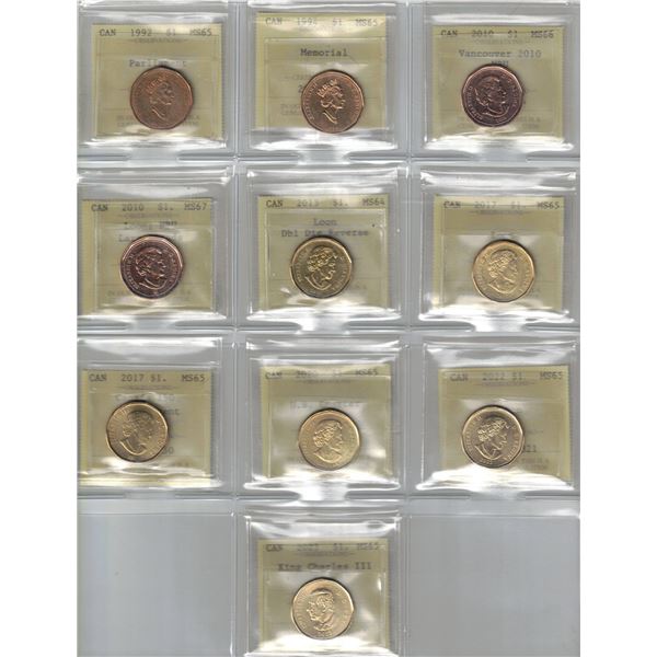 PCCS $1,  10 coin Lot, Professional Coin Certification System