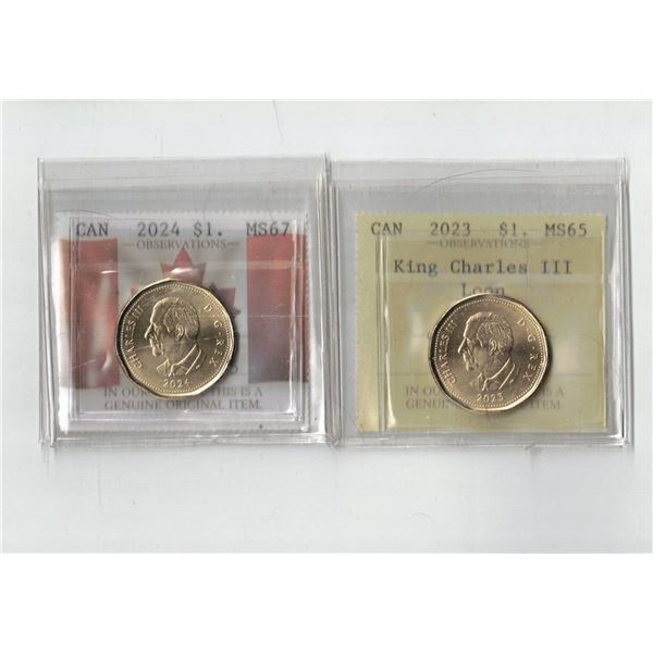 PCCS MS65-67 $1, 2 coin Lot, Professional Coin Certification System