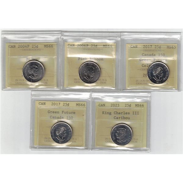 PCCS 25¢,  5 coin Lot Professional Coin Certification System