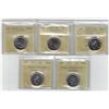 Image 1 : PCCS 25¢,  5 coin Lot Professional Coin Certification System