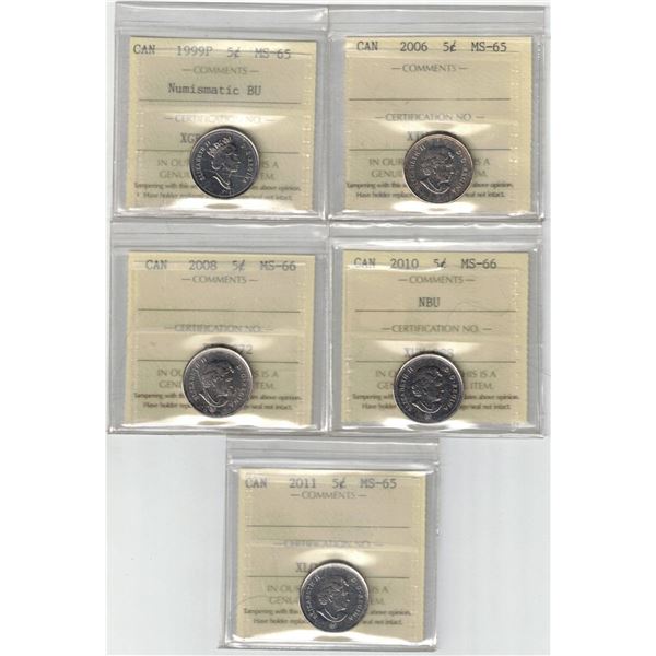 ICCS 1¢,  5 coin Lot