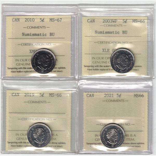 ICCS 5¢,  4 coin Lot