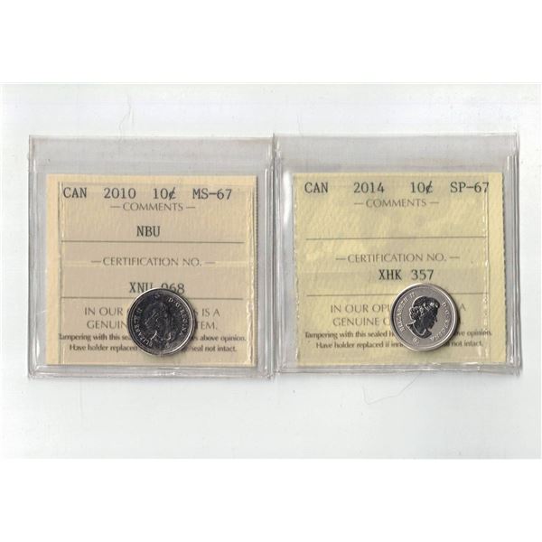 ICCS 10¢,  2 coin Lot