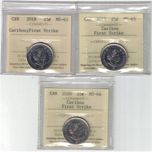 ICCS First Strikes 25¢,  3 coin Lot