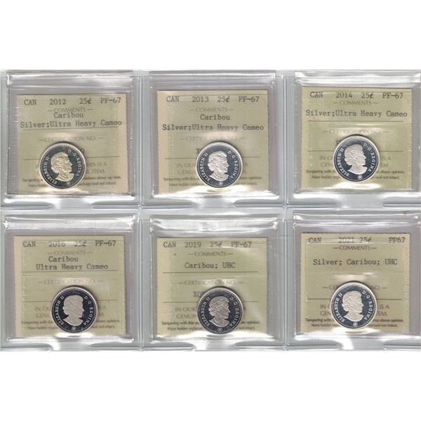 ICCS Silver 25¢,  6 coin Lot