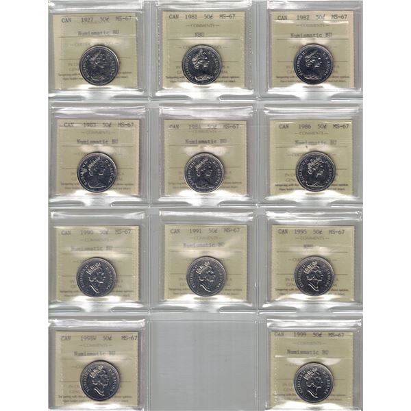 ICCS 50¢,  11 coin Lot
