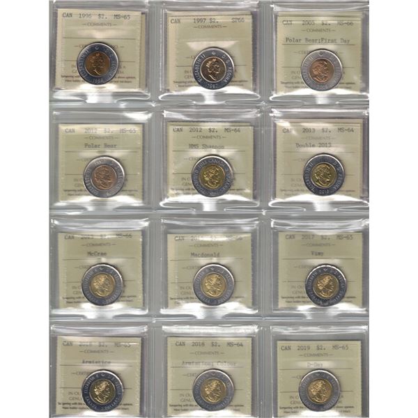 ICCS $2,  17 coin Lot