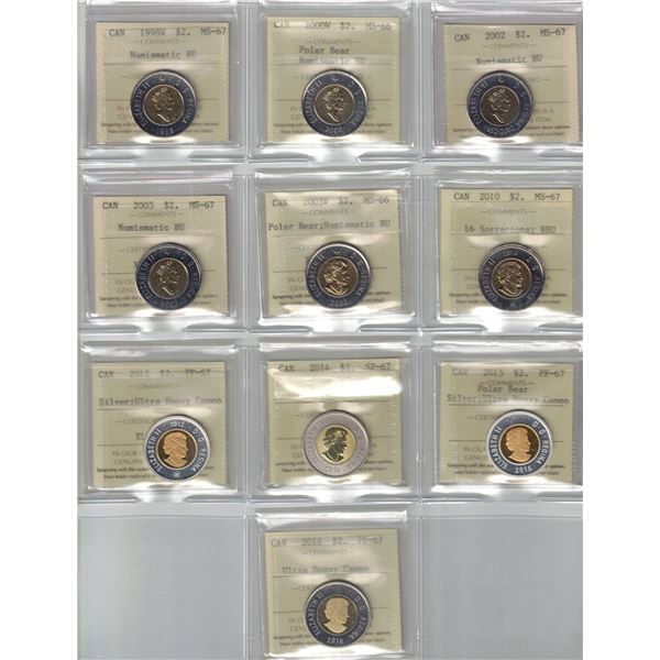 ICCS Silver & PF $2,  10 coin Lot