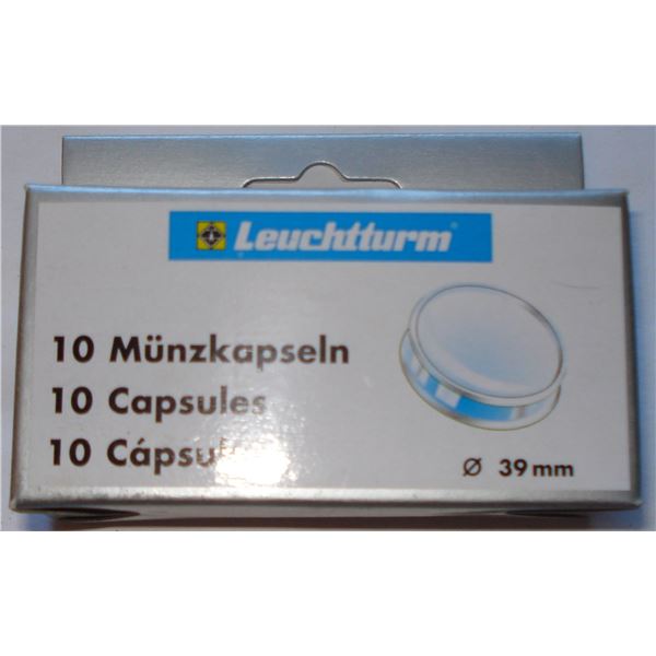 10 x 39 mm Capsules Round for 1 oz Silver Round