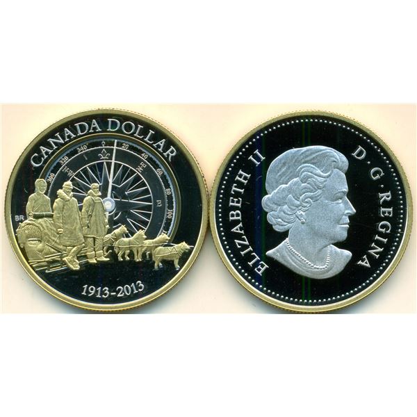 2013 Canada Fine Silver/Gold Plated Proof Dollar, Artic Expedition