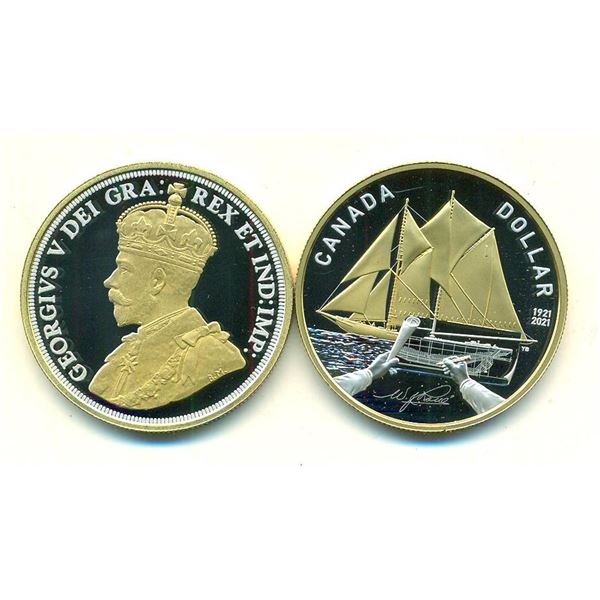 2021 Canada Fine Silver/Gold Plated Proof Dollar, Bluenose