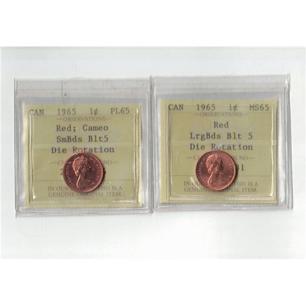 PCCS 1965 Cameo SmBds Blt 5, LrgBds Blt 5 both Die Rotation