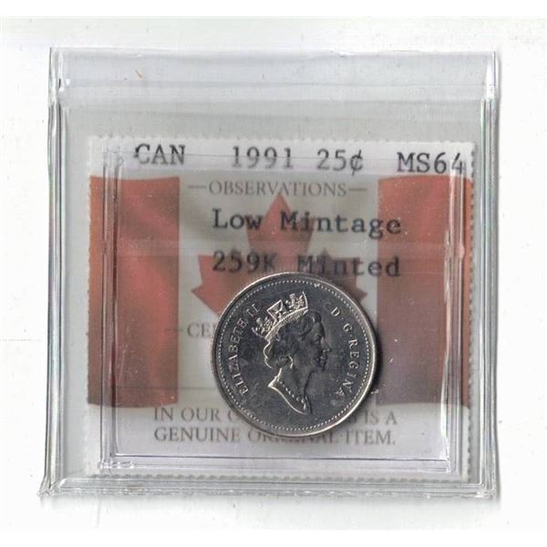PCCS 1991 25¢ MS64