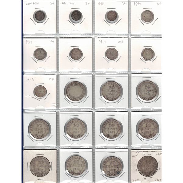 Canada-Newfoundland Silver Coin collection, 20 coins