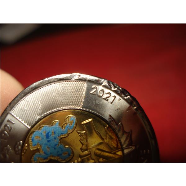 RCM Machine Error 2021 $2 Color Insulin, new coin unc.