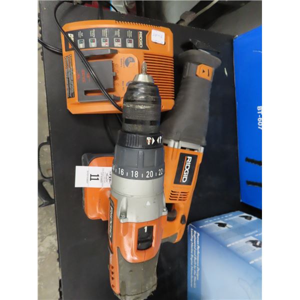 Ridgid Cordless Drill, Sawzall Charger w/Battery