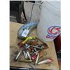 Image 1 : Bucket w/Vintage Fishing Lures, Painted Bobber