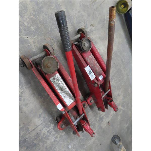 Small Red Auto Floor Jacks - Pair