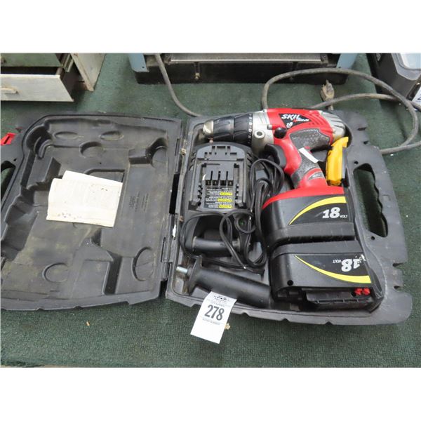 Skihl 18V Cordless Drill w/Charger/Batteries/Case