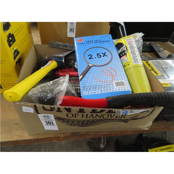 Bin w/Torch, Magnifier, Bolt Cutter, Hand Tools