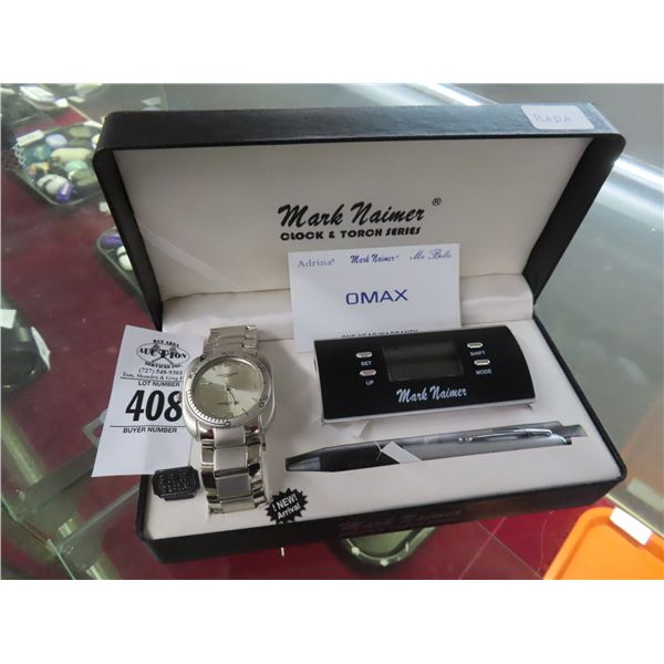 Mark Neimer Omax Man's Watch/Clock/Desk Set in Box