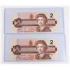 Image 1 : #96 LOT OF 2 1986 CANADA TWO DOLLAR SEQUENTIAL
