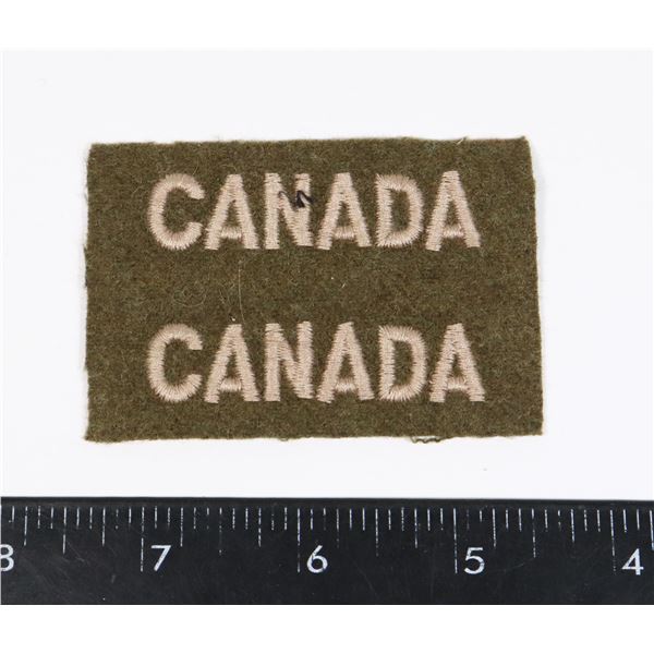 #202 WW2 CANADIAN SHOULDER TITLE UNCUT PAIR