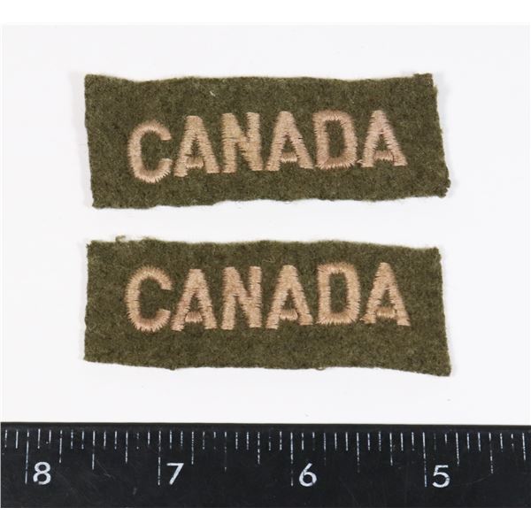 #203 WW2 CANADIAN SHOULDER TITLE PAIR CANADA