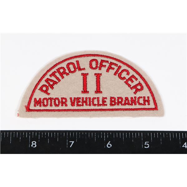 #293 PATROL OFFICER II MOTOR VEHICLE BRANCH PATCH