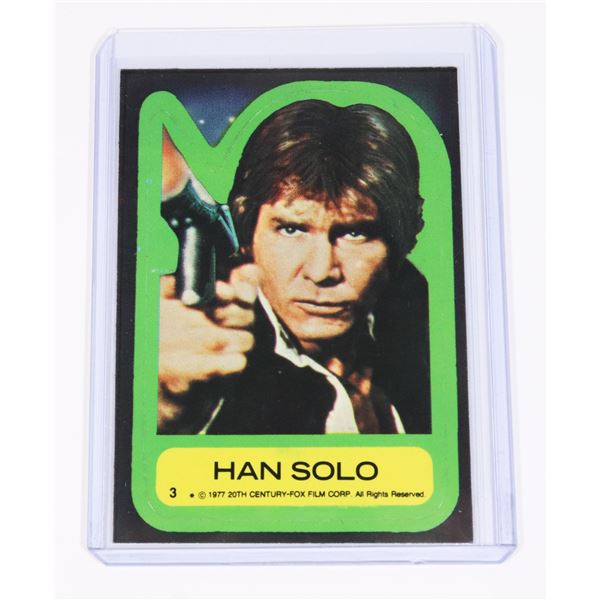 #599 1977 STAR WARS TOPPS CARD STICKER #3 HAN SOLO