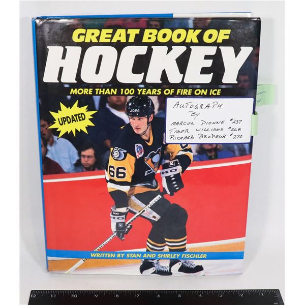 #733 SIGNED HOCKEY BOOK MARCEL DIONNE TIGER