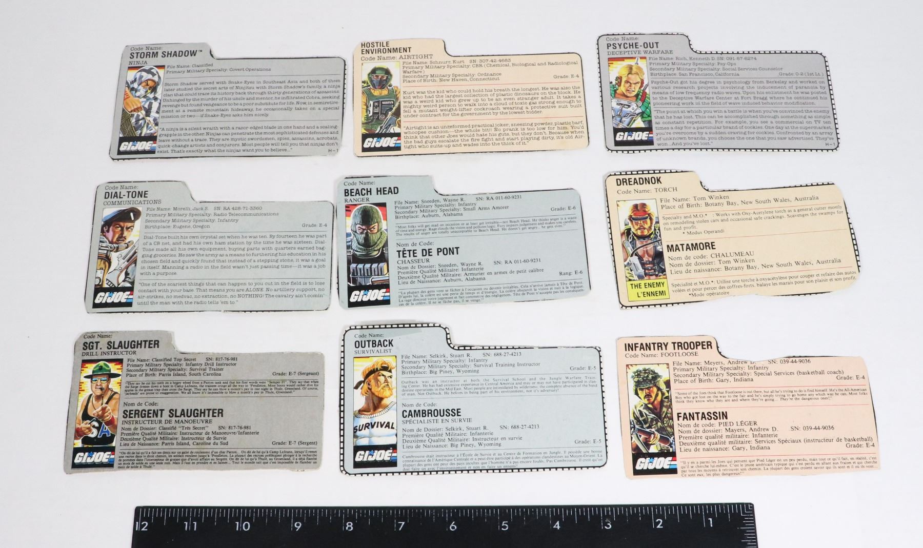 Red Shadow File Cards G.I. JOE ARAH STORM SHADOW FILE CARD 1988