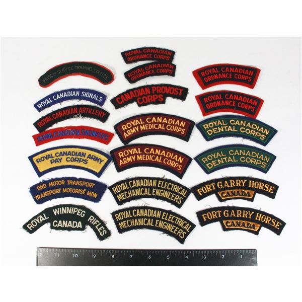 LARGE LOT OF VARIOUS CLOTH SHOULDER TITLES INCLUDING